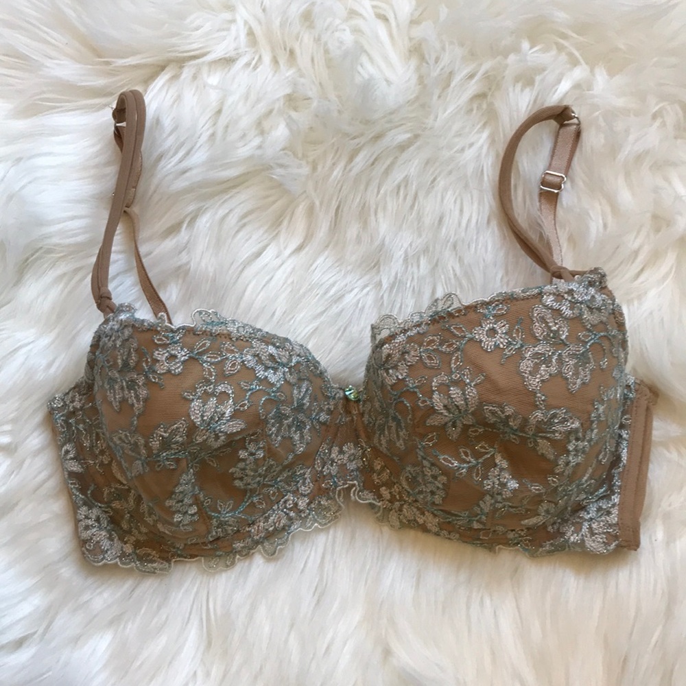 Tan Embellished Padded Bra 36B - Picture 3 of 6